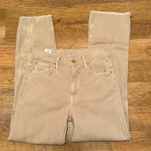 Mother Tan High Rise Bohemian Ankle Fray Boot Cut Jeans A25 - Picture 1 of 5